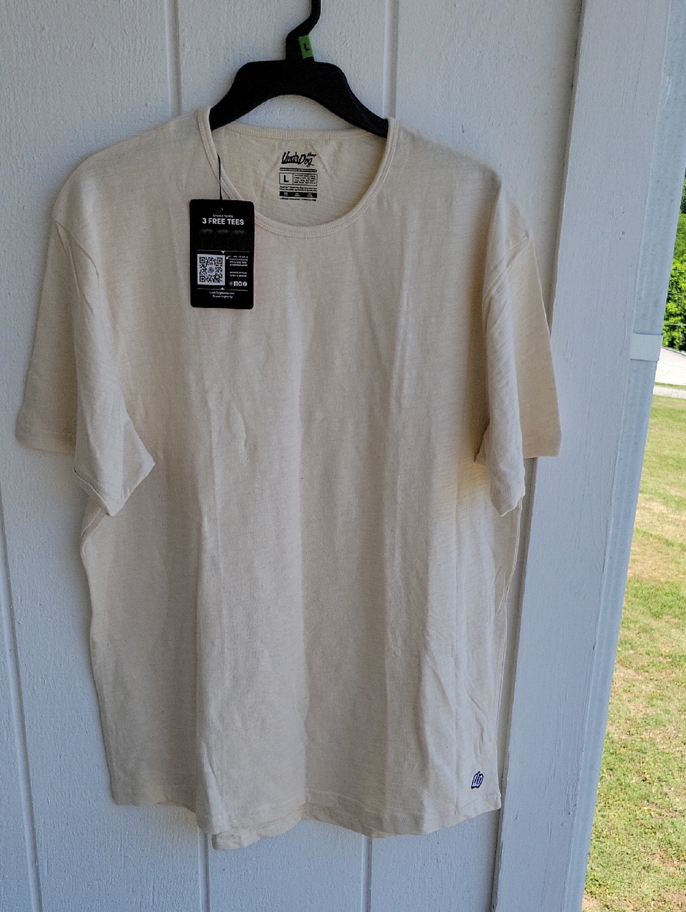 Men's Short Sleeve Hemp Crewneck Tee in Cream by Undrgog Chemical Free